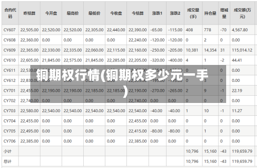 铜期权行情(铜期权多少元一手)