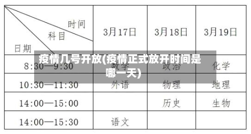 疫情几号开放(疫情正式放开时间是哪一天)